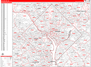 Washington  Wall Map Red Line Style
