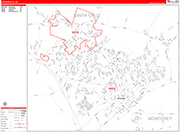 Watsonville  Wall Map Red Line Style