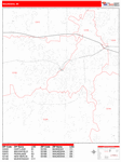 Waukesha  Wall Map Red Line Style