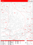 Wayne  Wall Map Red Line Style
