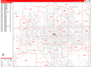Wichita  Wall Map Red Line Style
