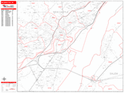 Wilmington  Wall Map Red Line Style