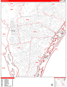 Wilmington  Wall Map Red Line Style
