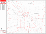 Youngstown Wall Map Red Line Style