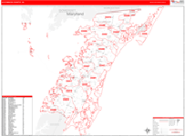 Accomack County Wall Map Red Line Style