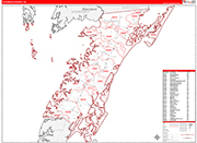 Accomack County Wall Map Red Line Style