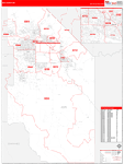 Ada County Wall Map Red Line Style
