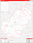 Adair County Wall Map Red Line Style