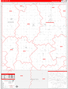 Adams County Wall Map Red Line Style