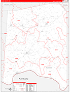 Adams County Wall Map Red Line Style