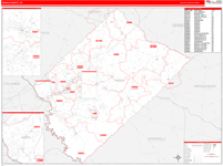 Aiken County Wall Map Red Line Style