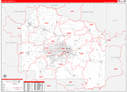 Alachua Wall Map Red Line Style