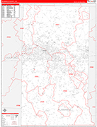 Alamance County Wall Map Red Line Style