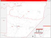 Alamosa County Wall Map Red Line Style