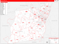 Albany County Wall Map Red Line Style