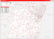 Albany Wall Map Red Line Style