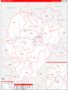 Albemarle County Wall Map Red Line Style