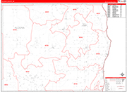Alcona County Wall Map Red Line Style