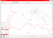 Alcorn County Wall Map Red Line Style