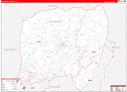 Alexander County Wall Map Red Line Style