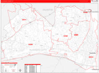 Alexandria County Wall Map Red Line Style