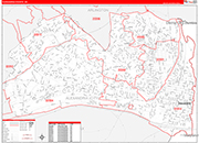 Alexandria County Wall Map Red Line Style
