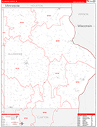 Allamakee County Wall Map Red Line Style