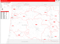 Allegan Wall Map Red Line Style