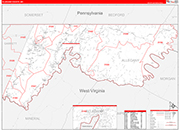 Allegany County Wall Map Red Line Style