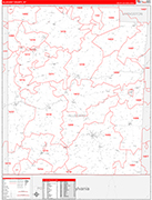Allegany Wall Map Red Line Style