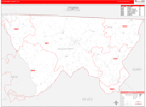 Alleghany County Wall Map Red Line Style