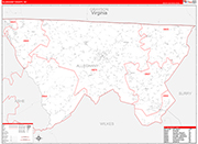 Alleghany County Wall Map Red Line Style