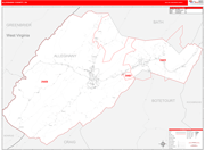 Alleghany County Wall Map Red Line Style