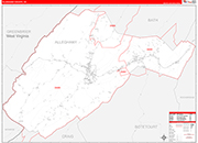 Alleghany County Wall Map Red Line Style