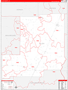 Allen County Wall Map Red Line Style