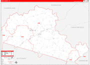 Amelia County Wall Map Red Line Style