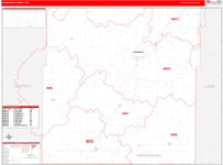 Anderson County Wall Map Red Line Style