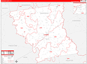 Anderson County Wall Map Red Line Style