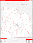 Anson County Wall Map Red Line Style