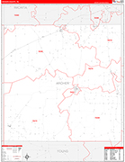 Archer County Wall Map Red Line Style