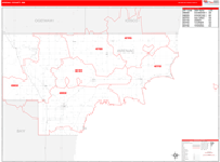 Arenac County Wall Map Red Line Style