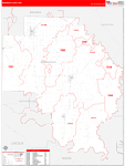 Arkansas County Wall Map Red Line Style