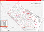 Arlington County Wall Map Red Line Style
