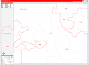 Arthur County Wall Map Red Line Style