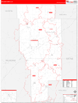 Ashland County Wall Map Red Line Style