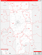 Ashland County Wall Map Red Line Style