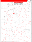 Ashtabula County Wall Map Red Line Style