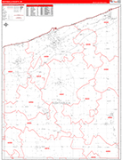 Ashtabula County Wall Map Red Line Style