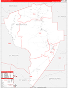 Assumption County Wall Map Red Line Style
