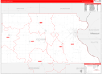 Atchison County Wall Map Red Line Style